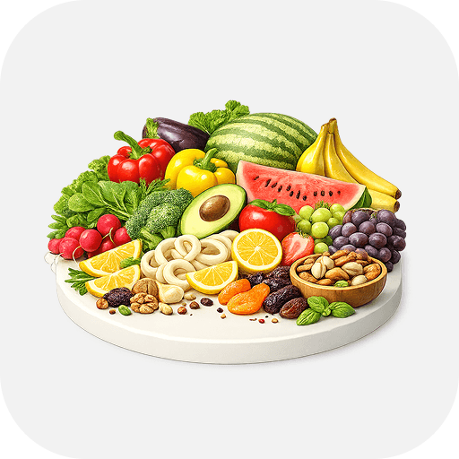 Овощи, фрукты, зелень, орехи, сухофрукты